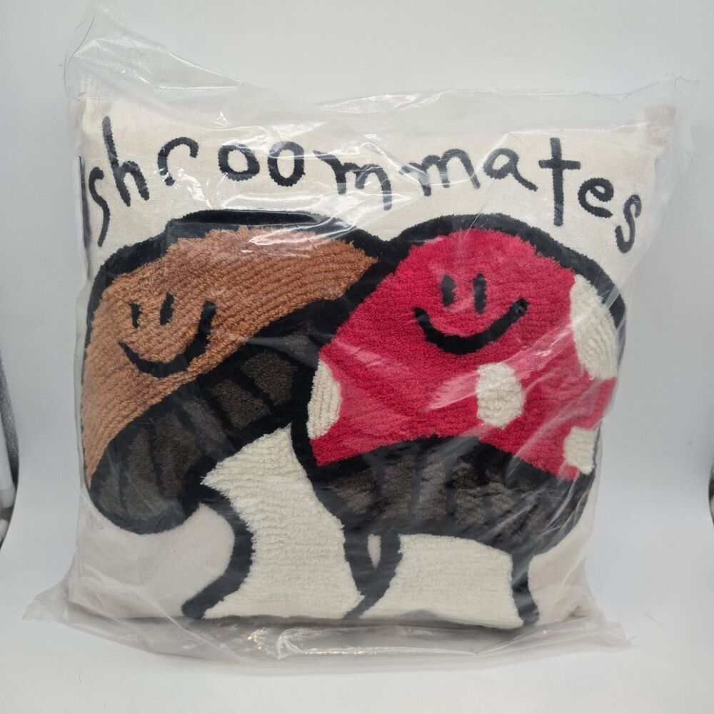 Urban Outfitters Shroommates Throw Pillow 16 x 16 Mushrooms Dorm Apt